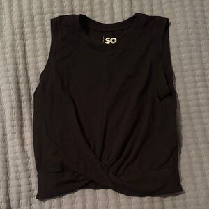 SO Black Twist-Front Sleeveless Tank Top